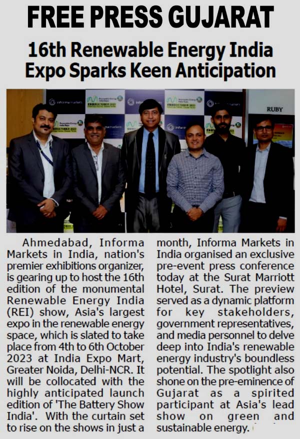 Media Coverage Renewable Energy India Expo 2022